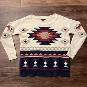 American Eagle Sweater in cream, red and navy